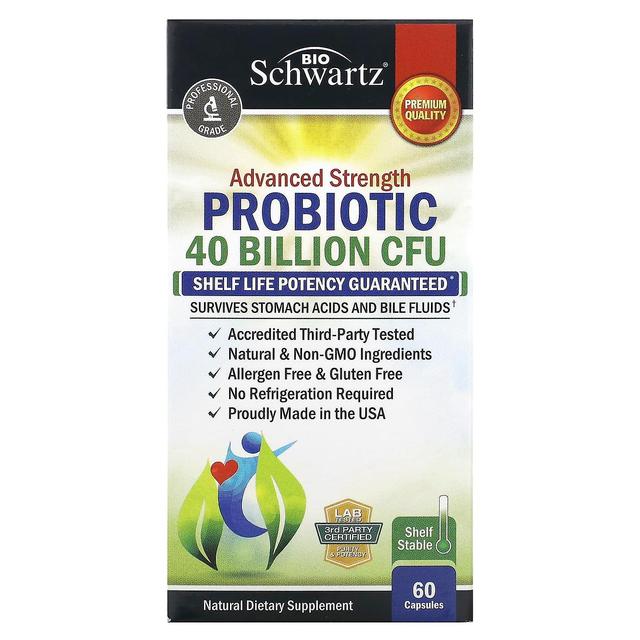 BioSchwartz, Advanced Strength Probiotic, 40 Billion CFU, 60 Capsules on Productcaster.