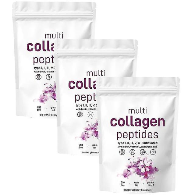 3packs Multi Collagen Peptides Powder, Multi Collagen Protein Powder, with Biotin, Hyaluronic Acid, Vitamin C, Type I,II,III,V,X Unflavored Collagen P on Productcaster.