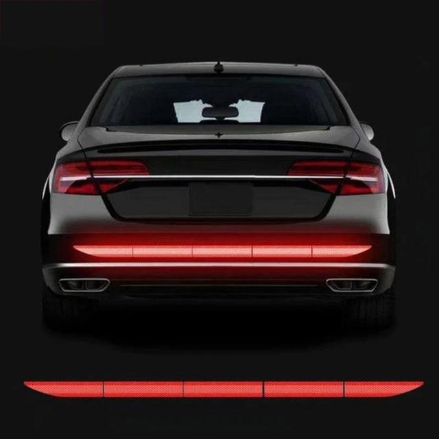 Reflective Car Sticker Rear Bumper Decal Sticker Strong Reflective Strip For Night Driving Reflective Red on Productcaster.