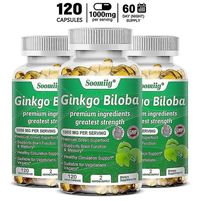 Guoguo Ginkgo Biloba Extract, Improves Brain, Memory, Improves Circulation, Improves Cognitive Function, Increases Energy 120count-3 bottle on Productcaster.