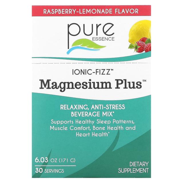 Pure Essence, Ionic-Fizz, Magnesium Plus, Vadelmalimonadi, 30 pakettia, 0,2 oz (5,7 g) kukin on Productcaster.