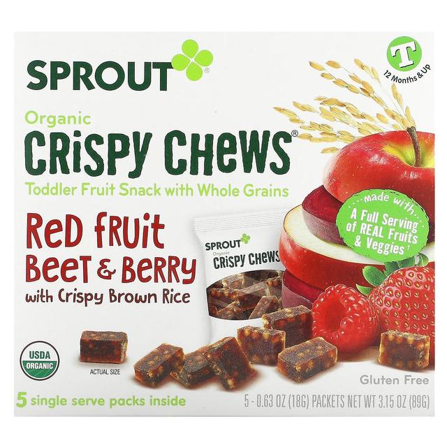 Sprout Organics, Økologiske Crispy Chews, 12 måneder & op, Rød frugtroer & Bær med sprød brun ris on Productcaster.