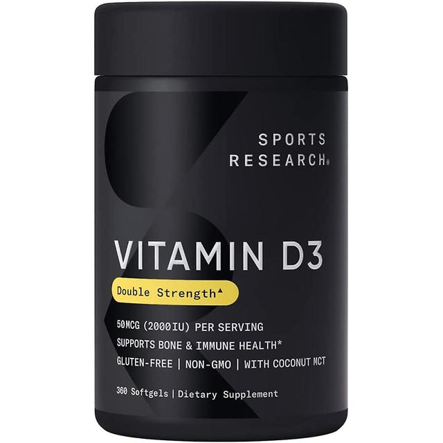 Sweet Sweat Sports Research Vitamin D3 with Coconut MCT Oil Dietary Supplement- 360 Softgels Yellow on Productcaster.