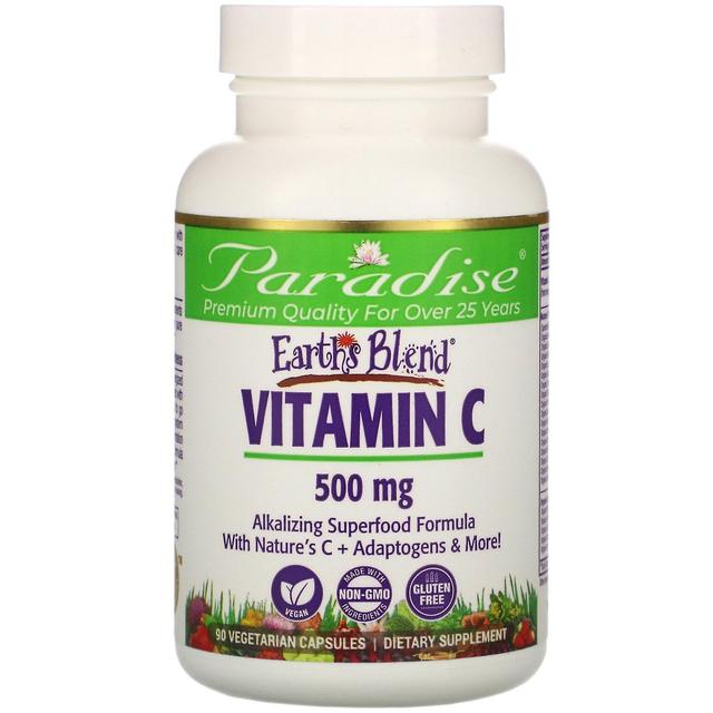 Paradise Herbs, Earth's Blend, Vitamin C, 500 mg, 90 Vegetarian Capsules on Productcaster.