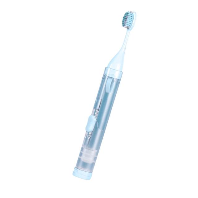 Scacv Travel Toothbrush Kit Foldable Toothbrush Built-in Toothpaste Container blue Ordinary Style on Productcaster.