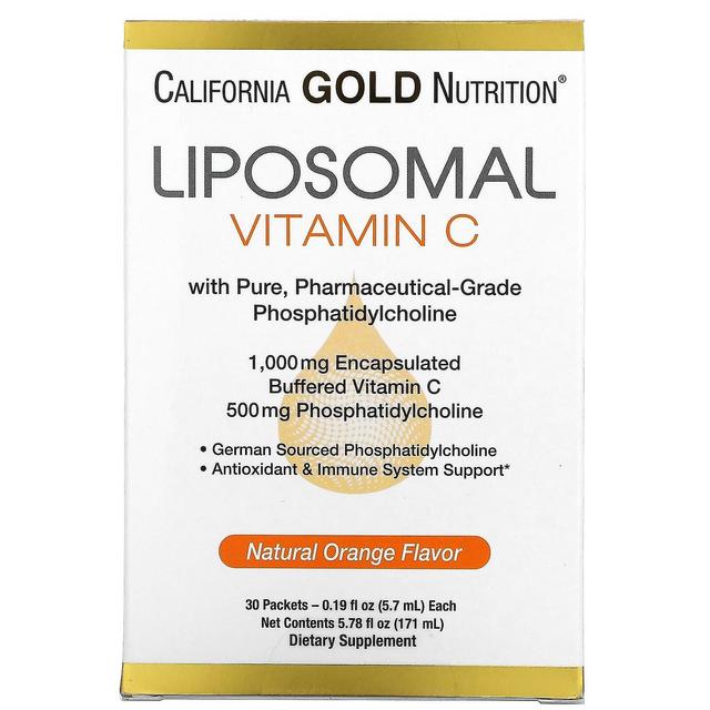 California Gold Nutrition, Liposomal Vitamin C, Natural Orange Flavor, 1000 mg, 30 Packets, 0.2 oz ( on Productcaster.