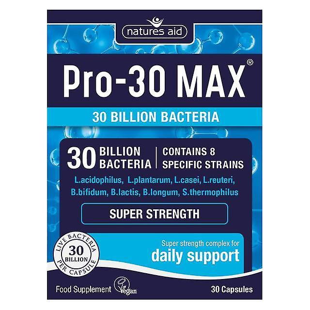 Natures Aid PRO-30 Max (30 milliarder daglige probiotiske), 30 kapsler on Productcaster.