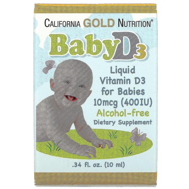 California Gold Nutrition, Baby Vitamin D3 Flüssigkeit, 10 mcg (400 IE), 0,34 fl oz (10 ml) on Productcaster.