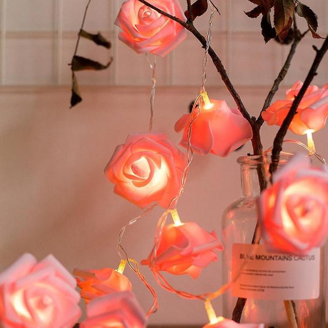 Led Rose Flower String Lights Battery Operated For Wedding Home Party Birthday Festival Indoor Outdo on Productcaster.