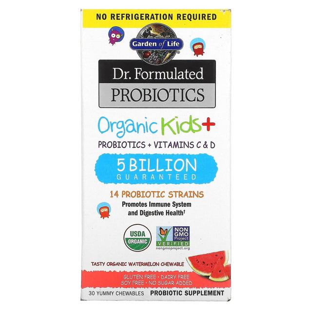 Garden of Life, Dr. Formulated Probiotics, Organic Kids +, Tasty Organic Watermelon, 30 Yummy Chewab on Productcaster.