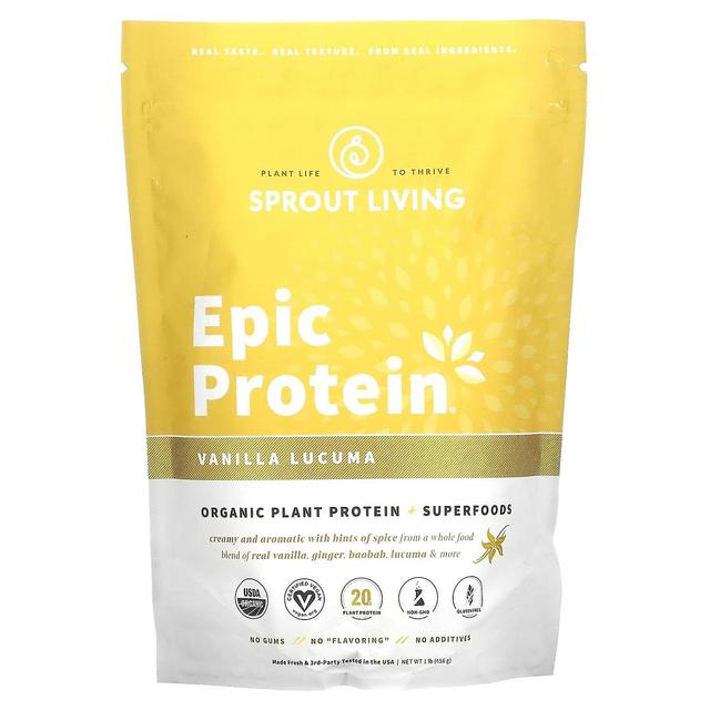 Sprout Living, Epic Protein, Organic Plant Protein + Superfoods, Vanilla Lucuma, 1 lb (456 g) on Productcaster.