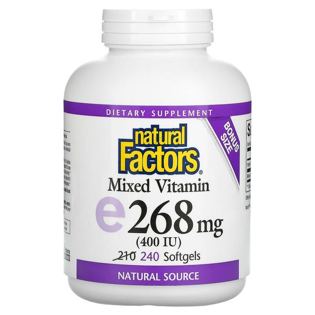 Natural Factors Fatores Naturais, Vitamina E Mista, 268 mg (400 UI), 240 Cápsulas gelatinosas on Productcaster.