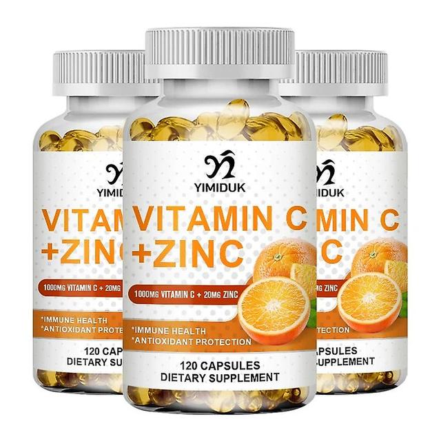 Eccpp Organic Vitamin C & Zinc Capsules Supplements Antioxidant Immune Pigmentation Support Anti-wrinkle Whitening Skin 3 Bottles 60 PCS on Productcaster.