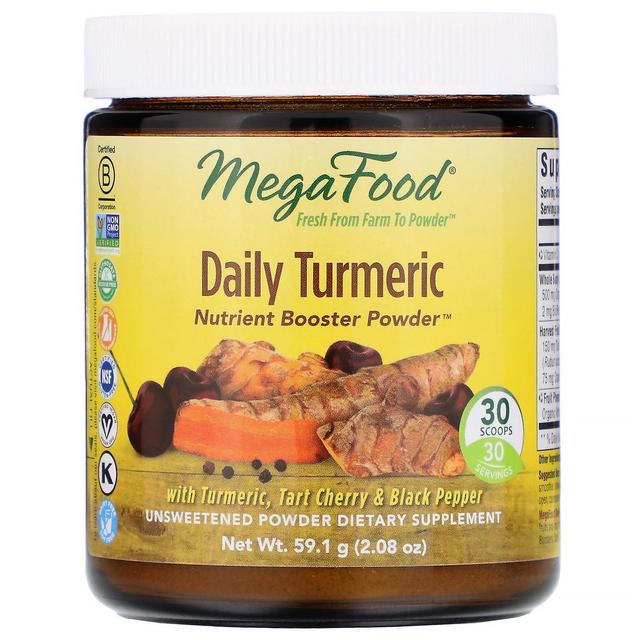 MegaFood, Cúrcuma Diária, Nutrient Booster Powder, Sem Açúcar, 2,08 oz (59,1 g) on Productcaster.