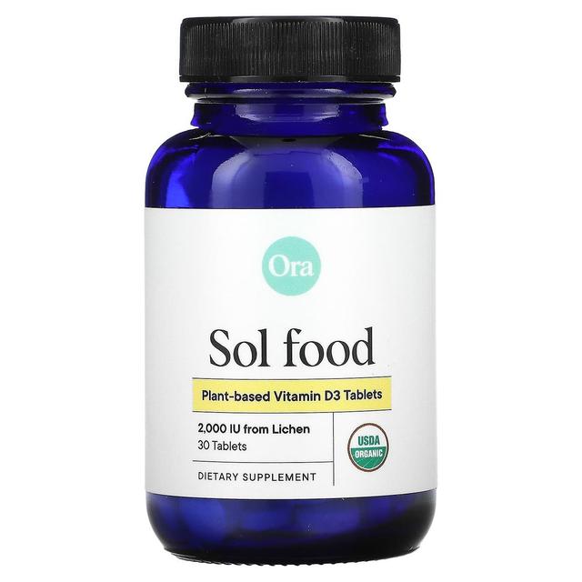 Ora, Sol Food, Plant-Based Vitamin D3, 2,000 IU, 30 Tablets on Productcaster.