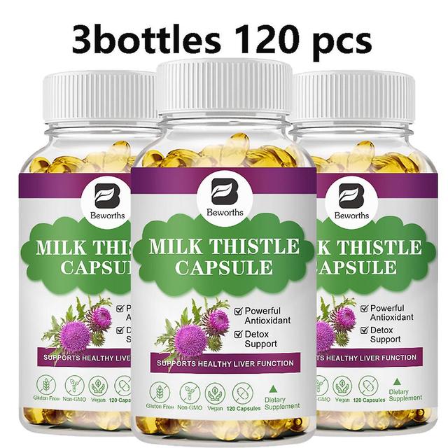 Visgaler Milk Thistle Extract Capsules Liver Health Help Liver Detox & Cleanse Liver Protection Decompose Alcohol Other Plant Extracts 3bottles 120pcs on Productcaster.