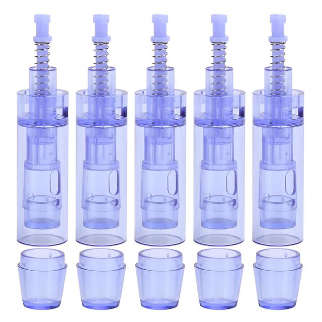 Electric Micro Needle Tip Round Nano Pin Cartridges Skincare Extract Absorbing Device with Cap (5pcs) on Productcaster.