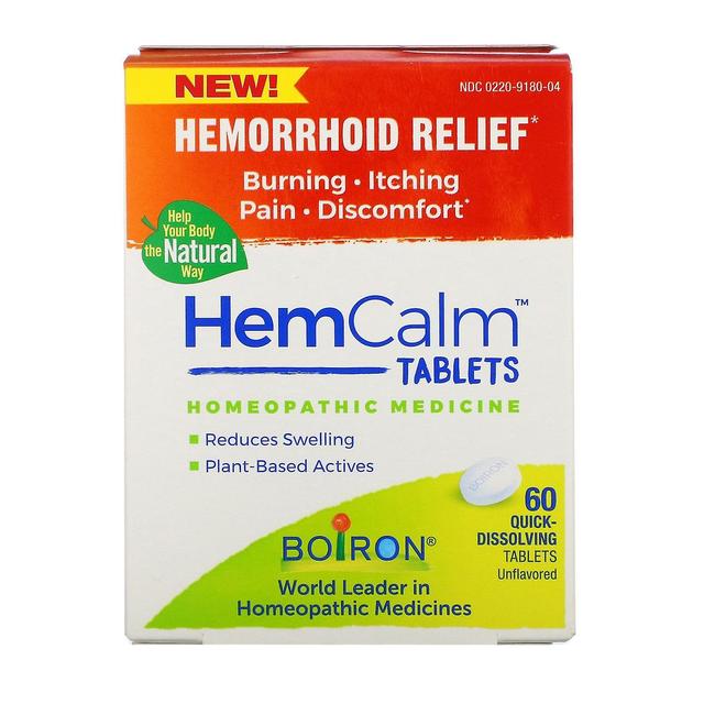 Boiron, HemCalm Tablets, Hemorrhoid Relief, Unflavored, 60 Quick-Dissolving Tabl on Productcaster.