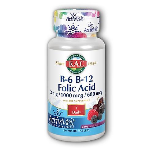 Kal B-6 & B-12 Folic Acid ActivMelt, 60 Tabs (Pack of 4) on Productcaster.