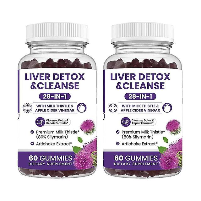 2 Pack Liver Cleanse Detox & Repair Gummies Recipe - Herbal Liver Support Supplement: Milk Thistle, Artichoke Extract, Dandelion, Beet, Chicory Root & on Productcaster.