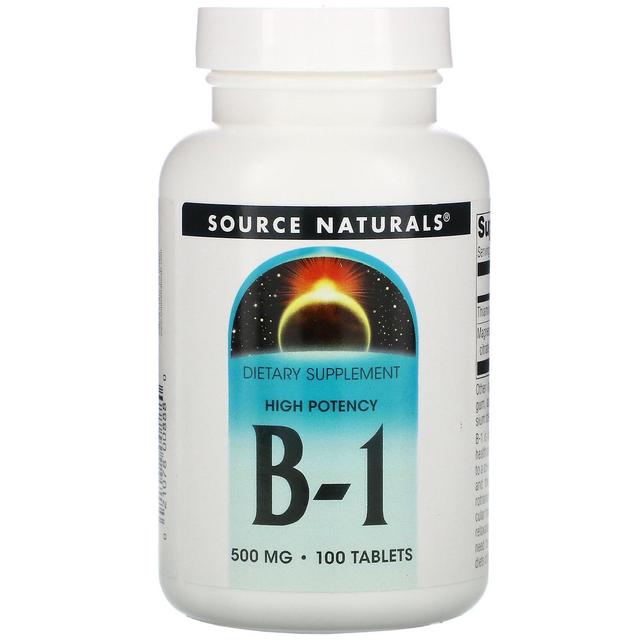 Source Naturals Kilde Naturals, B-1, Høj styrke, 500 mg, 100 tabletter on Productcaster.