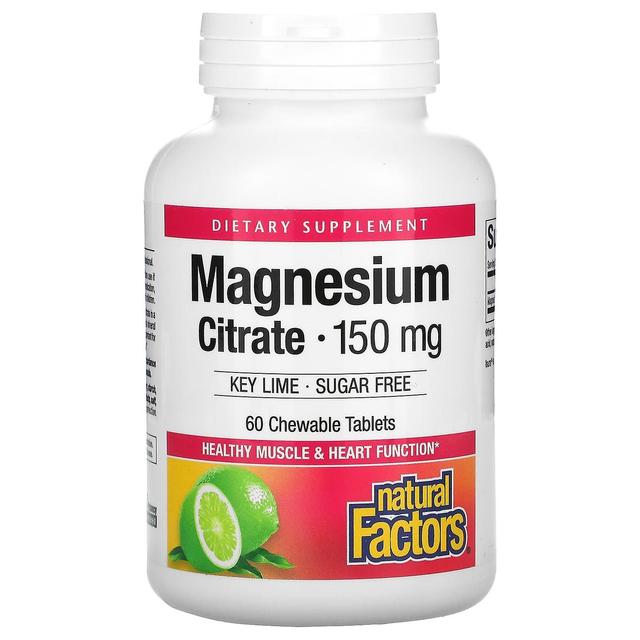 Natural Factors, Magnesium Citrate, Key Lime, 150 mg, 60 Chewable Tablets on Productcaster.