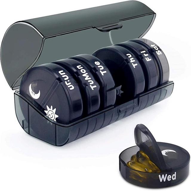 Pill Organizer 7 Days A Week, 2x A Day Large Daily Pill Box For Vitamins, Fish Oil Supplements, Pill Box Bpa Free Easy To Clean 1pc Black on Productcaster.