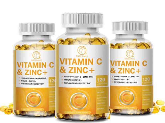 Eccpp Vitamin C & Zinc Capsules Powerful Antioxidant Hair, Skin , Nails And Joints Supports Support Cell Energy Production & Collagen 3bottle x120pcs on Productcaster.