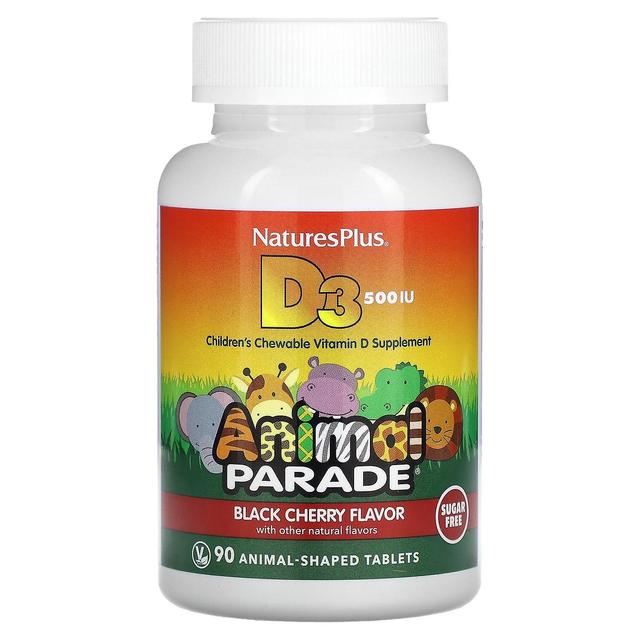 Nature's Plus NaturesPlus, Animal Parade, Vitamin D3, Sugar Free, Black Cherry, 500 IU, 90 Animal-Shaped Tablets on Productcaster.