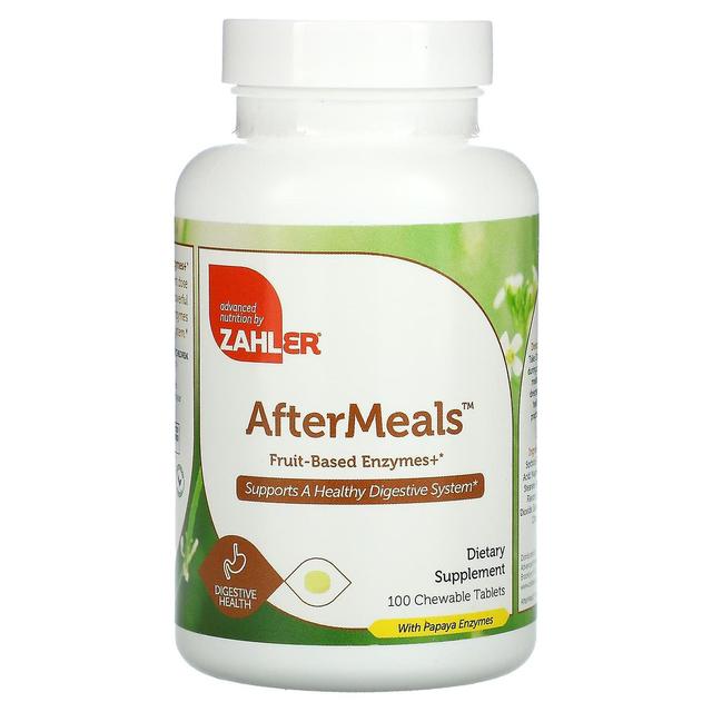 Zahler, AfterMeals, Enzimas à base de frutas, 100 comprimidos mastigáveis on Productcaster.