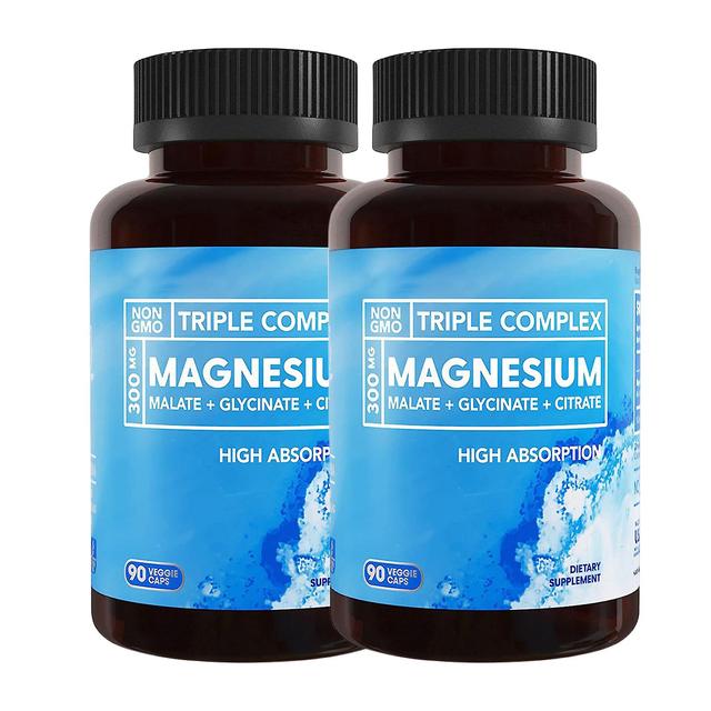 1-pack Triple Magnesium Complex | Magnesium glycinat, magnesiummalat, och magnesiumcitrat att gynna muskler, nerver, och energi | Hög Absorptio 2PCS on Productcaster.