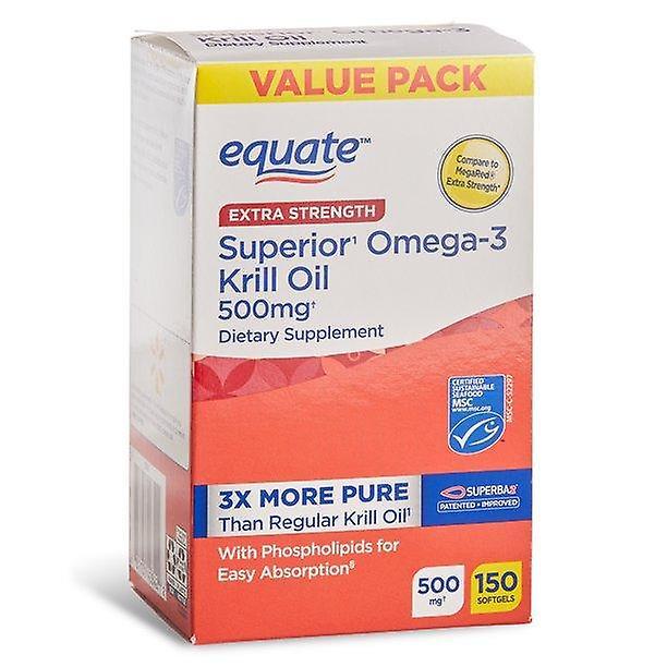 Equate Rinnasta lisävahvuus omega-3 krilliöljy, 500mgꝉ, 150 määrä on Productcaster.