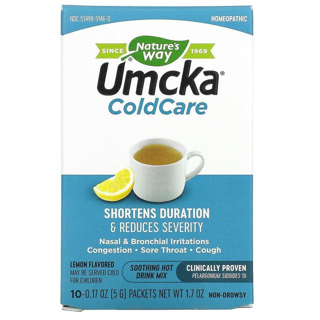 Nature's Way, Umcka, ColdCare, Mistura de bebidas quentes calmantes, Limão, 10 pacotes, 0,17 oz (5 g) Cada on Productcaster.