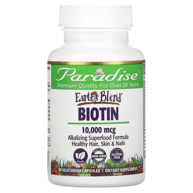 Paradise Herbs Paradise Urter, Jordens Blanding, Biotin, 10.000 mcg, 90 Vegetariske Kapsler on Productcaster.