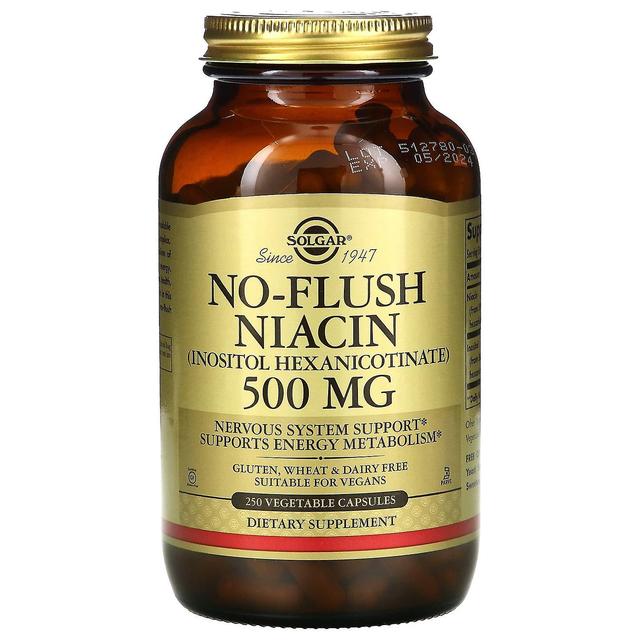 Solgar, No-Flush Niacin, 500 mg, 250 Vegetable Capsules on Productcaster.