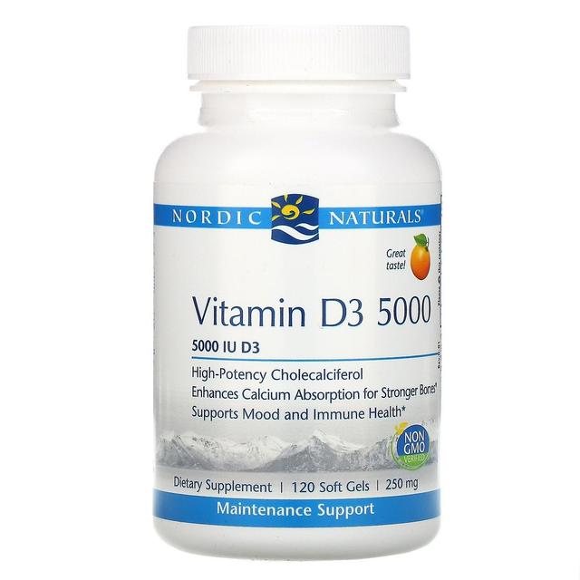 Nordic Naturals, Vitamin D3 5000, Orange, 5,000 IU, 120 Soft Gels on Productcaster.