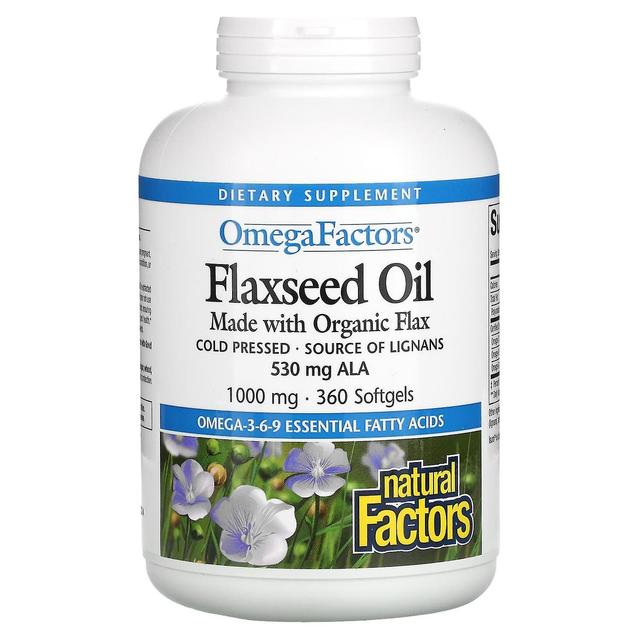 Natural Factors, OmegaFactors, Flaxseed Oil, 1000 mg, 360 Softgels on Productcaster.