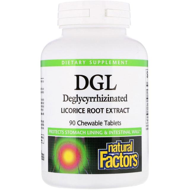 Natural Factors Natuurlijke factoren, DGL, Deglycyrrhizinated Licorice Root Extract, 90 Kauwbare Tabl on Productcaster.