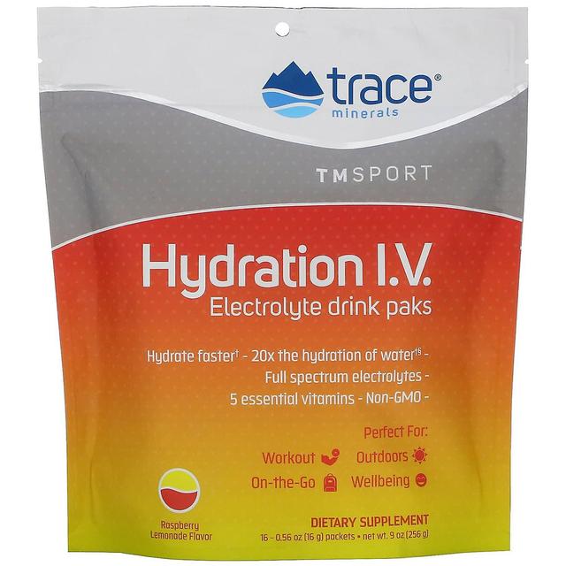 Trace Minerals Spurenelemente, Hydratation I.V., Elektrolyt-Getränkepakete , Himbeerlimonadengeschmack, 16 Päckchen, 0,5 on Productcaster.