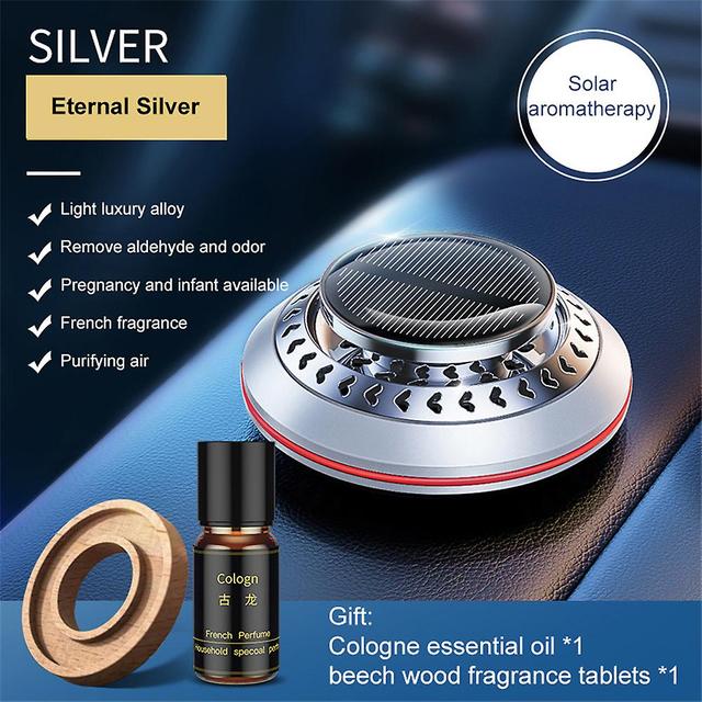 Solar Rotating Decoration Gentle Car Aromatherapy Universal Solar Turb Eternal silver 1 pcs on Productcaster.