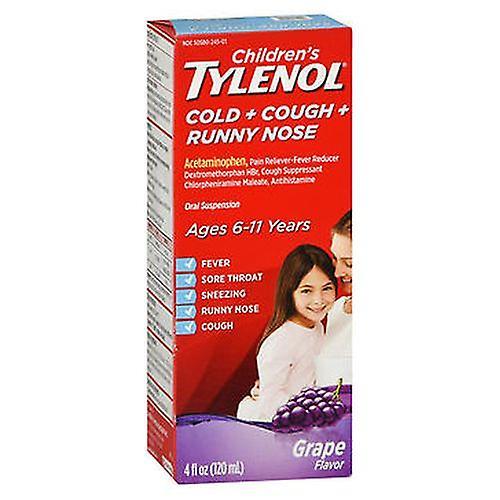 Tylenol Children's Cold + Cough + Runny Nose Oral Suspension Grape, 4 Oz (Pack of 1) on Productcaster.