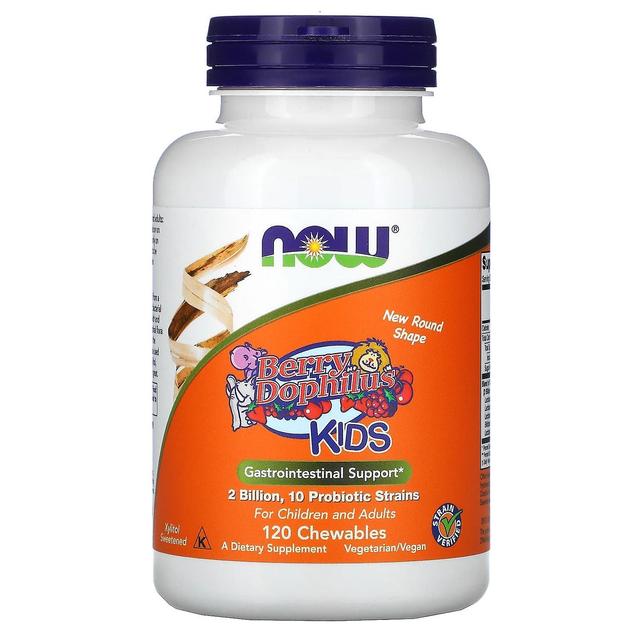 NOW Foods, Berry Dophilus, Kids, 2 miljardia CFU, 120 pureskeltavaa on Productcaster.