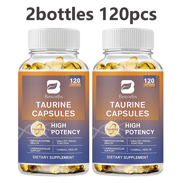 Huamade Taurin kapsel ren 500mg tillägg för att stödja en lugn, avslappnad stämning, aminosyror för hjärthälsa, nervsystemet hälsa 2bottles 120 PCS on Productcaster.