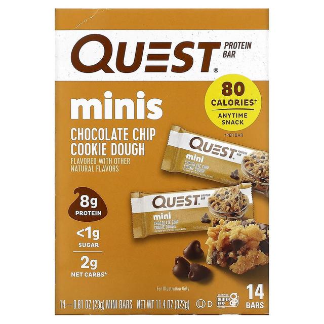 Quest Nutrition, Mini Protein Bars, Chocolate Chip Cookie Dough, 14 Bars, 0.81 oz (23 g) Each on Productcaster.