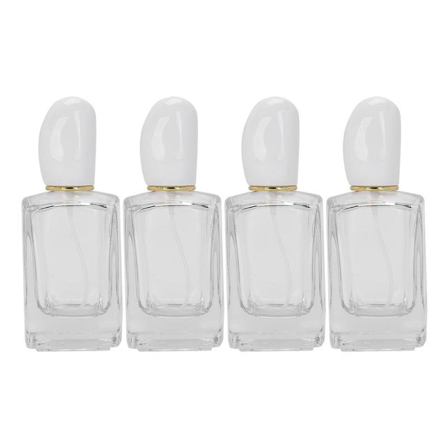 Refillable Perfume Bottle 50ml Refillable Glass Perfume Spray Bottle Set of 4 with White Covers - Empty Atomizer Dispensers on Productcaster.