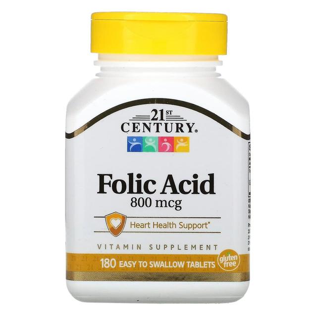 21st Century, Folic Acid, 800 mcg, 180 Easy to Swallow Tablets on Productcaster.