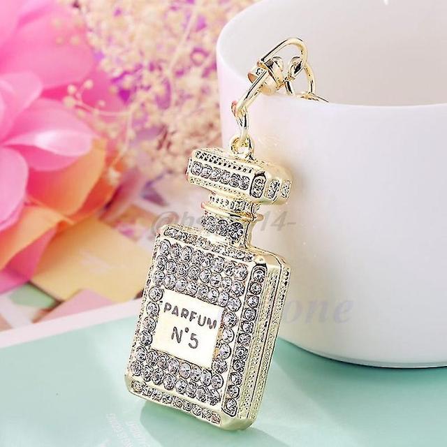 Szmtcv Lovely Perfume Fragrance Bottle Charm Pendent Rhinestone Purse Bag Keychain Gifts White on Productcaster.