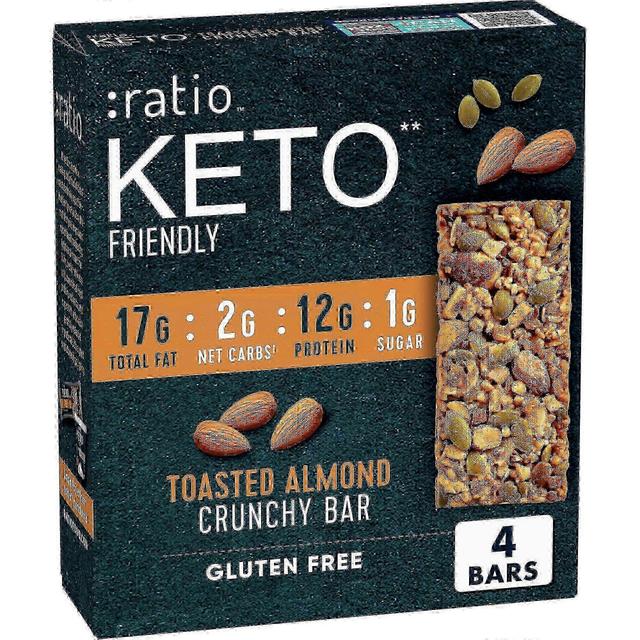 :ratio :Ratio keto friendly & gluten free toasted almond crunchy bar, 4 ea on Productcaster.