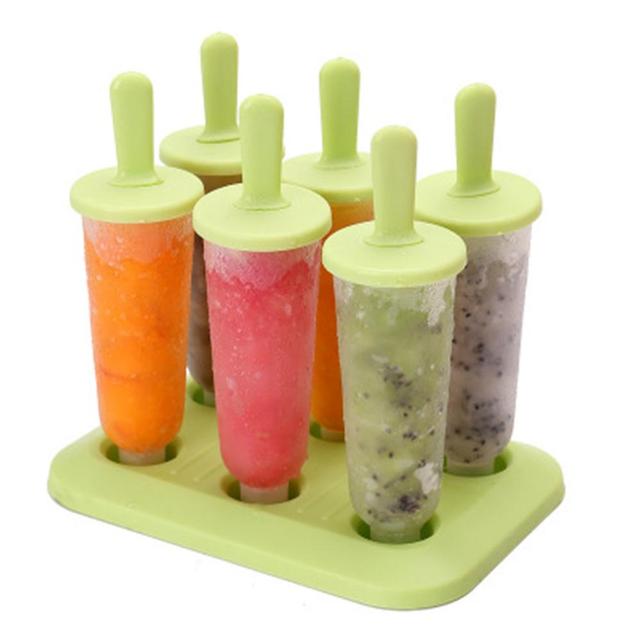 6 Pack Premium Ice Molds Popsicle Silicone, Diy Secure Leakproof Caps Vert on Productcaster.