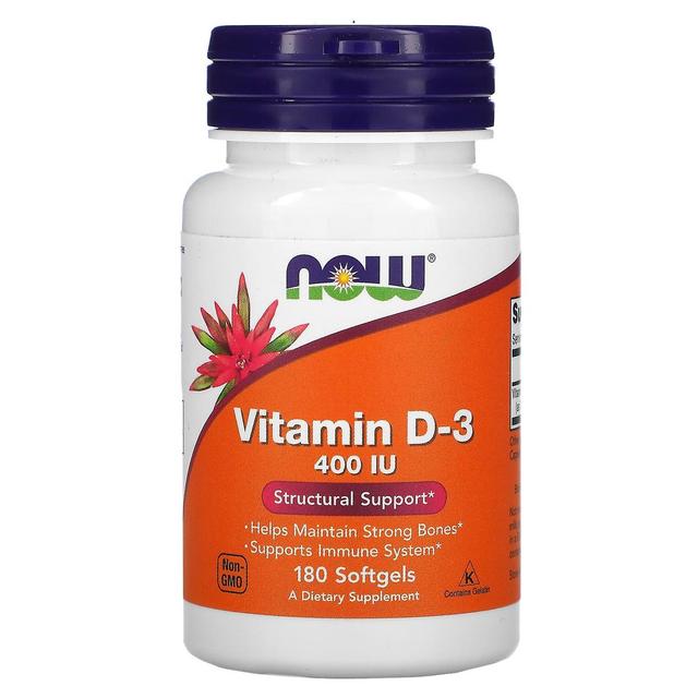 NOW Foods, Vitamin D-3, Structural Support, 10 mcg (400 IU), 180 Softgels on Productcaster.